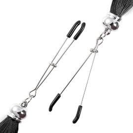 Зажимы на соски «Вилки» с кисточками из шелка